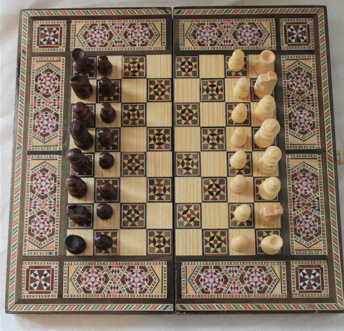 Sukun Syrian Mosaic Backgammon & Chess Board