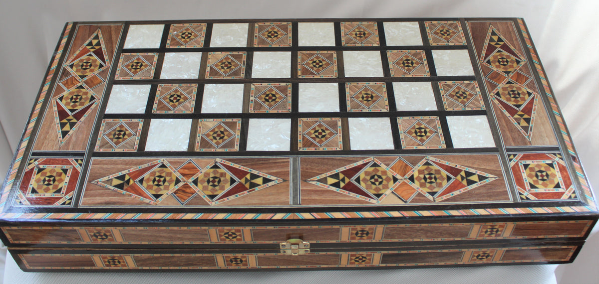 Takkat Syrian Mosaic Backgammon & Chess Board