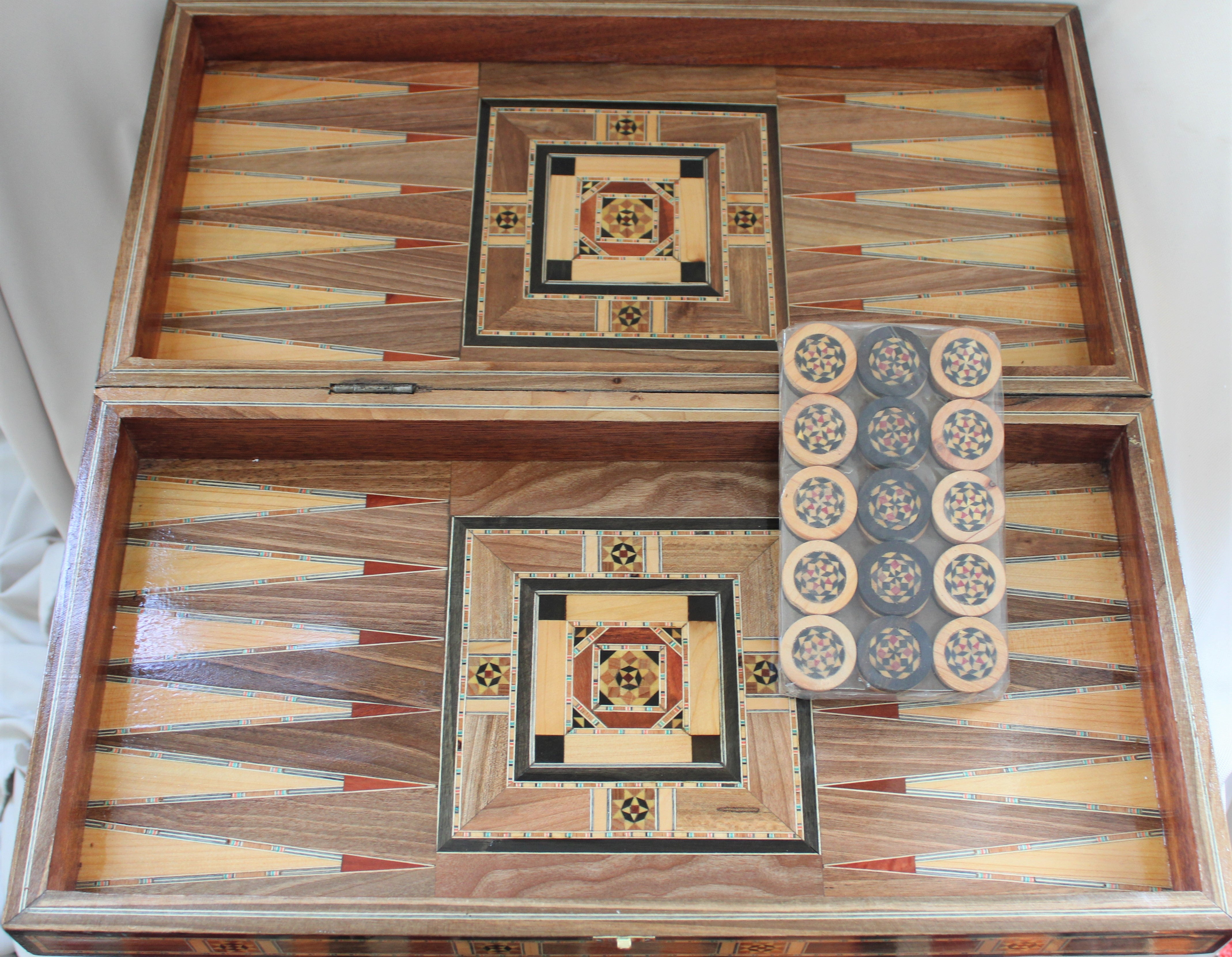 Takkat Syrian Mosaic Backgammon & Chess Board