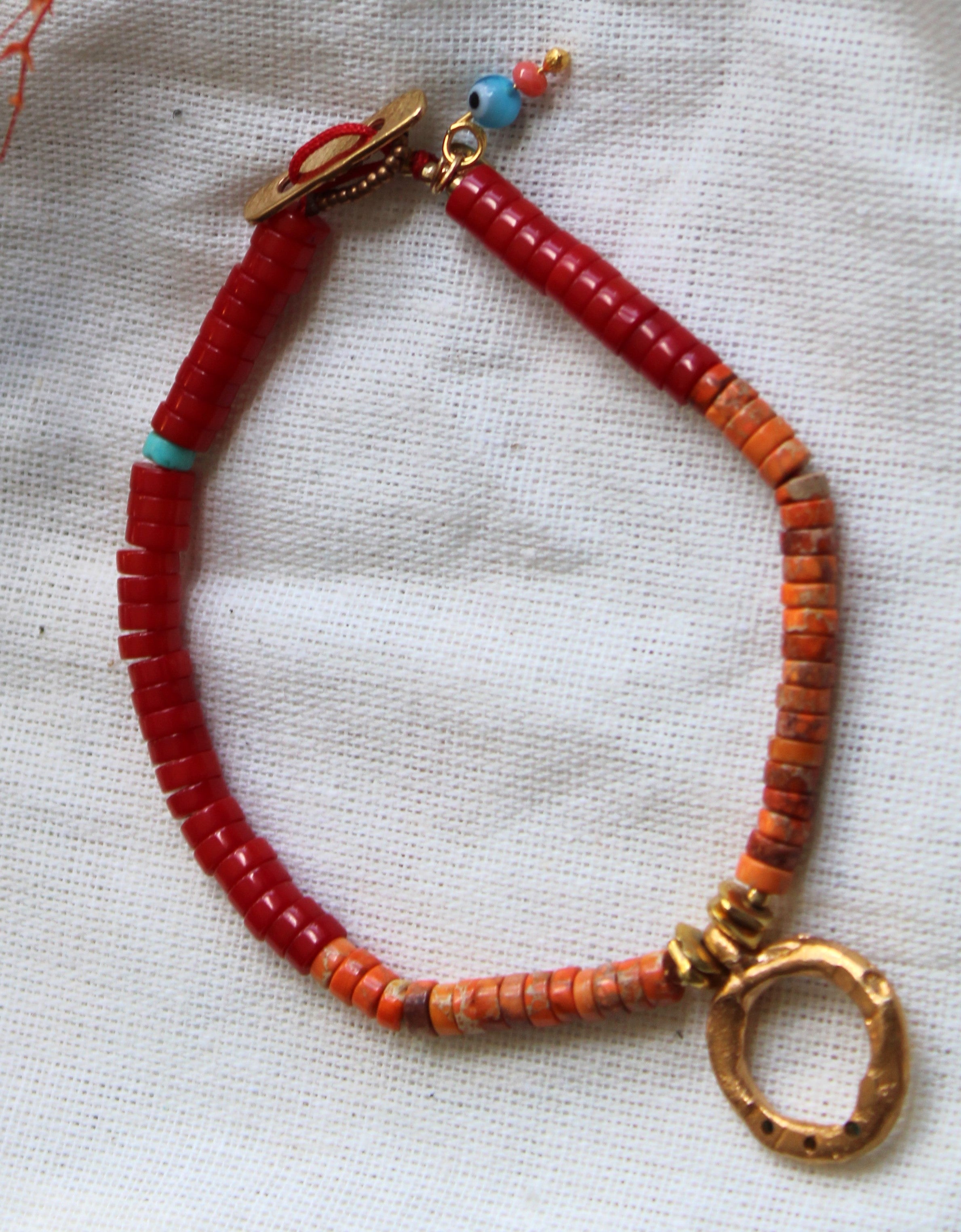Oum Howlite and Turquoise Bracelet