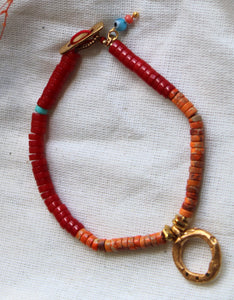 Oum Howlite and Turquoise Bracelet