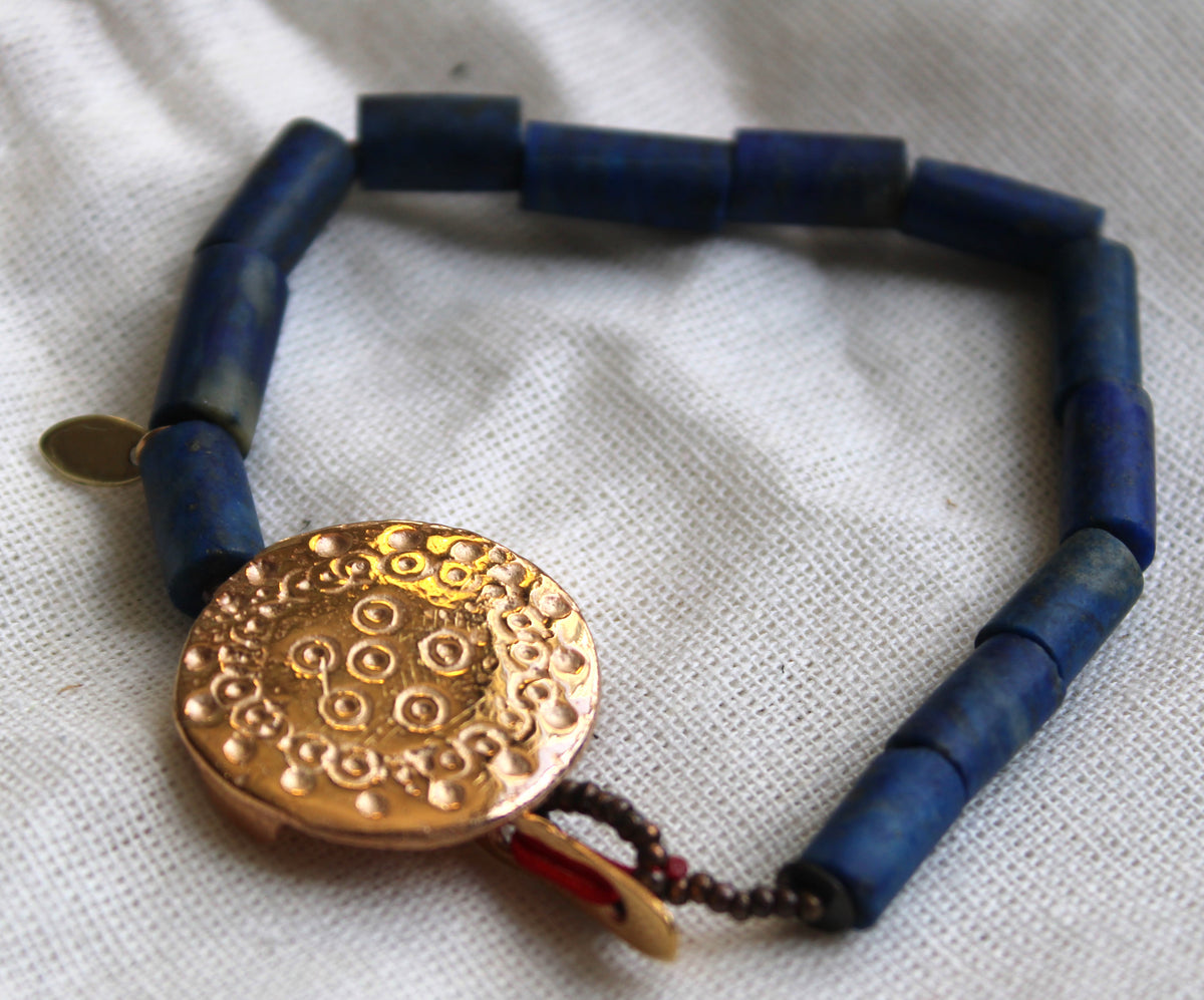 Amulet Bracelet with Lapis Stones
