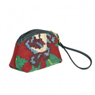 Raha Kilim & Leather Make-Up Bag - Soumak Boutique